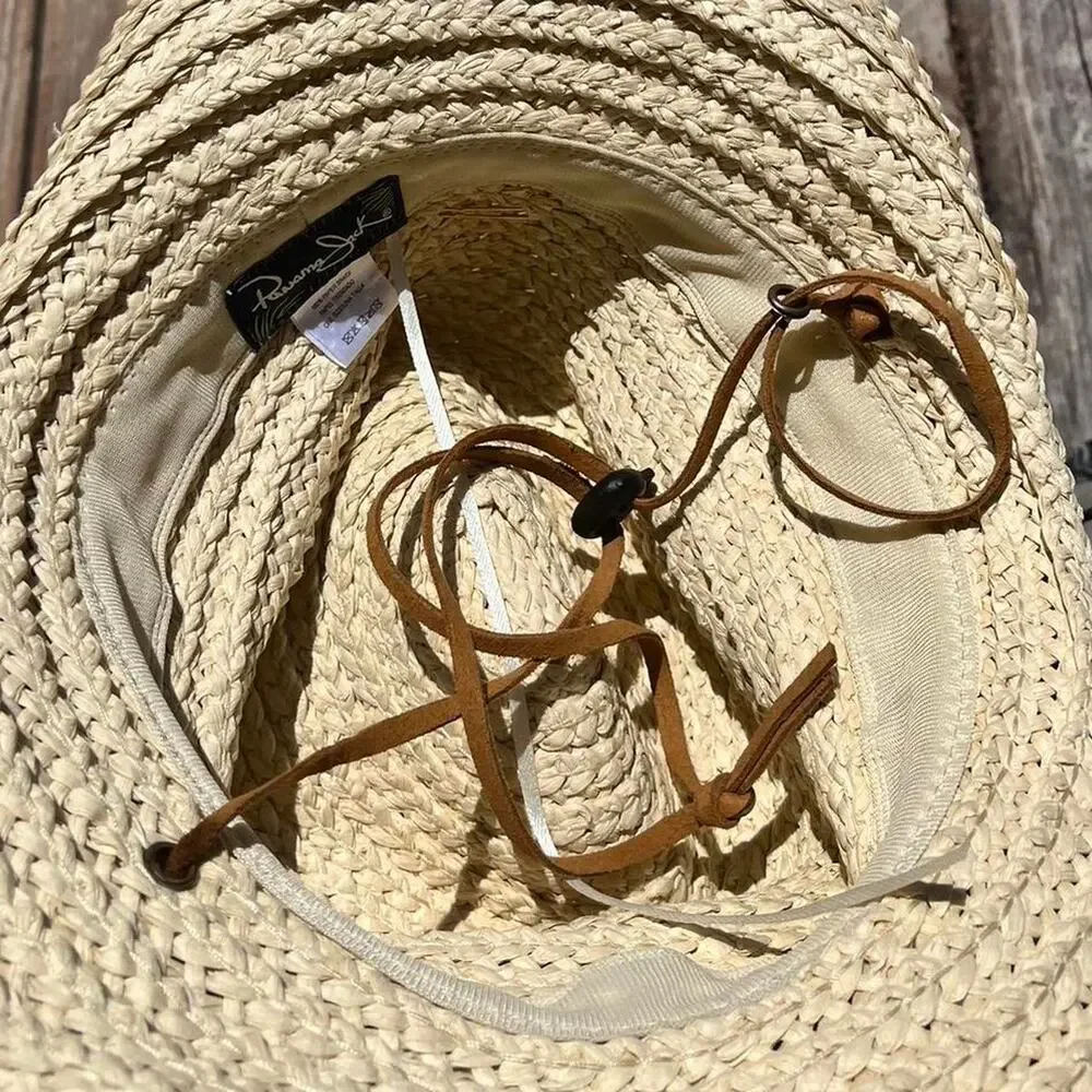 Natural Straw Cowboy Hat with Decorative Accents